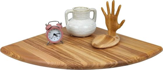 Wandmontiertes Eckregal aus Holz für TV-Zubehör und Fotoraum für kleine Pflanzen