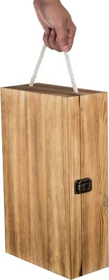 Umweltschonende, rustikale Brennholz-Doppelflaschen-Weingeschenk-Boxen mit Deckel anpassbar