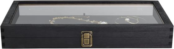 Anpassungsgröße Logo Farbe Holzschmuck Anzeige Lagerbox mit Deckel aus massivem Holz