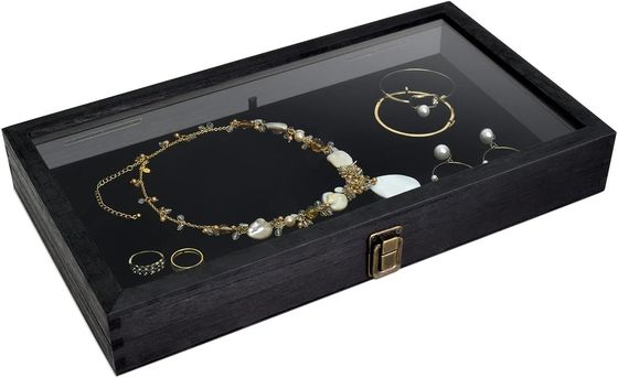 Anpassungsgröße Logo Farbe Holzschmuck Anzeige Lagerbox mit Deckel aus massivem Holz