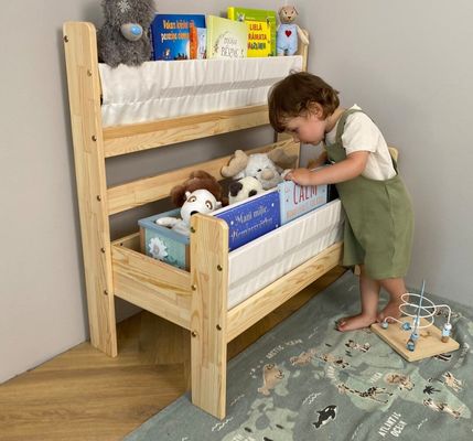 Montessori-Buchregal aus Holz Versteck und Platzersparnis für Kleinkinder