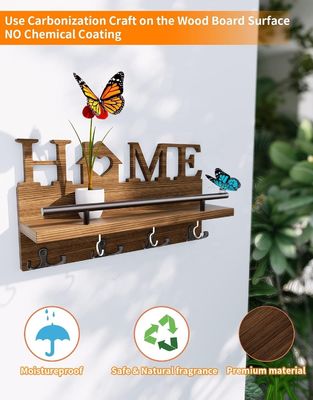 Doppelstufige Holzpost- und Schlüsselhalter für Wanddekorations-Eingangsorganisator