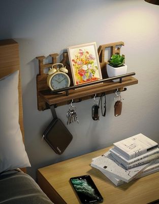 Doppelstufige Holzpost- und Schlüsselhalter für Wanddekorations-Eingangsorganisator