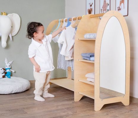 Home Möbel Montessori Kinder Kleidungsregal Garderobe mit Spiegel und hohe Menge