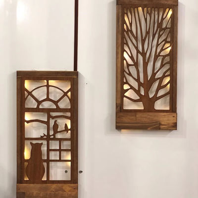 Handgefertigte Holz LED Wanddekoration für Schlafzimmer Quadrat über dem Bett Thema Liebe