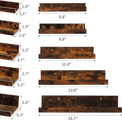 Raum sparende Küche aus 5 kleinen Bildern Randhaus Holz schwimmende Regale für die Wand
