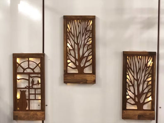 Handgefertigte Holz LED Wanddekoration für Schlafzimmer Quadrat über dem Bett Thema Liebe