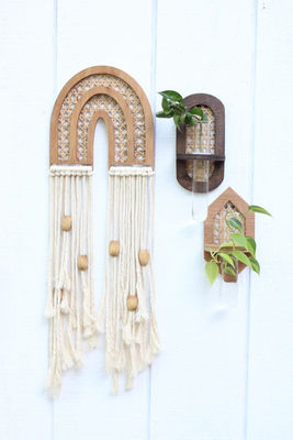 Wandhänger Boho Hydro-Pflanzer Wandpflanzer mit Seidenbildschirmdruck/Verbrannt