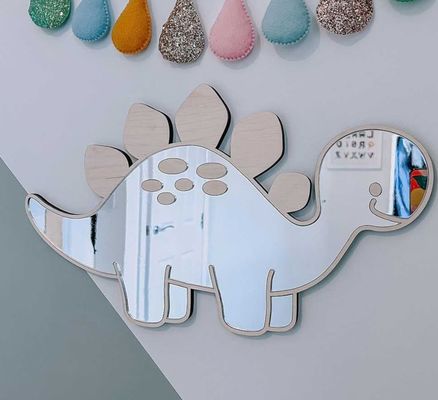 Customized Logo Holz Dinosaurier-förmige Rahmen Spiegel mit Holzrahmen und Holz