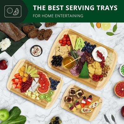 Rechteckige Bambus-Schnittplatte mit Küchenzubehör