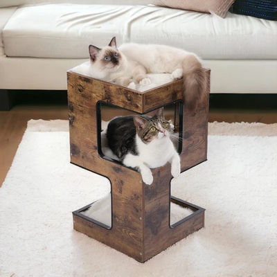 Customized Form Katze Klettern Kratzer Spielzeug Baum Moderne Holz Haustier Geschenke für Katzenhaus