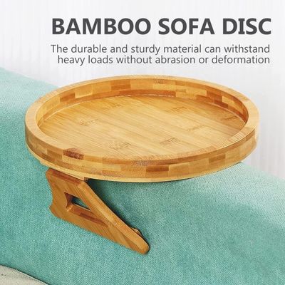 Custom-Natursofa aus Bambus Seitentisch Klapparmbett Klip-On Couch Tray für OEM ODM