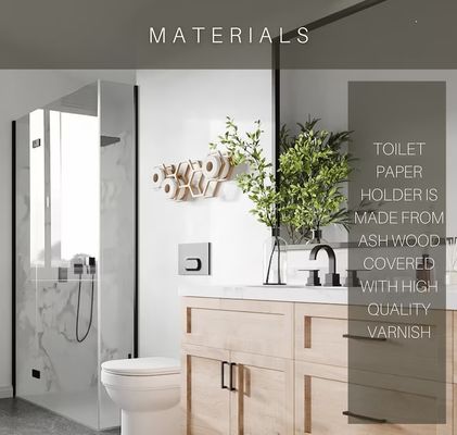 Holz Toiletten-Roll-Rack mit Wandmontage Gewebe-Speicherregal in Honighalm-Design