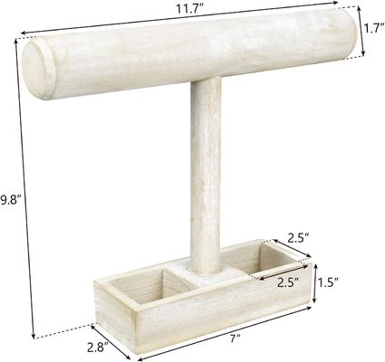 Wohnzimmer Holz T-Bar Schmuck-Display-Stand mit 2-Abteil-Speicherfach