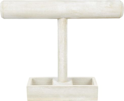 Wohnzimmer Holz T-Bar Schmuck-Display-Stand mit 2-Abteil-Speicherfach