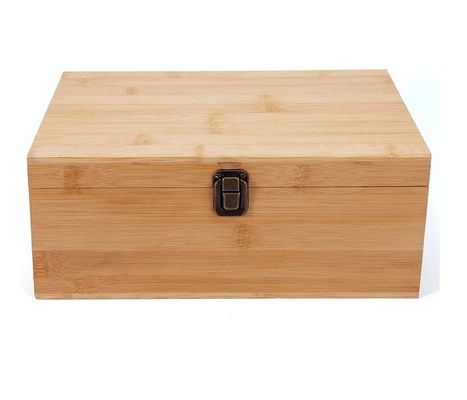 1 x 7,9 x 4,5 Zoll natürliche Bambus-Holz-Speicherbox mit Scharnier-Deckel Seidenbildschirmdruck
