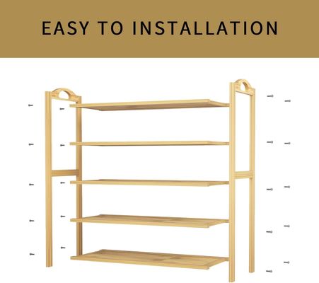 Holz 5-Schicht-natürlicher Bambus Schuhregal Stapelbares Lagerregal für Multi-Funktion OEM