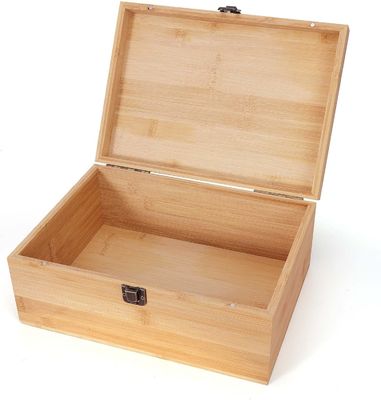 1 x 7,9 x 4,5 Zoll natürliche Bambus-Holz-Speicherbox mit Scharnier-Deckel Seidenbildschirmdruck