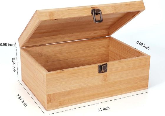 1 x 7,9 x 4,5 Zoll natürliche Bambus-Holz-Speicherbox mit Scharnier-Deckel Seidenbildschirmdruck