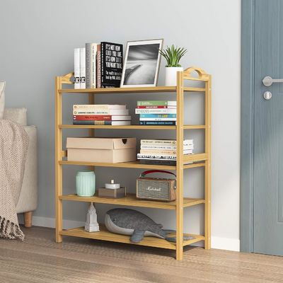 Holz 5-Schicht-natürlicher Bambus Schuhregal Stapelbares Lagerregal für Multi-Funktion OEM