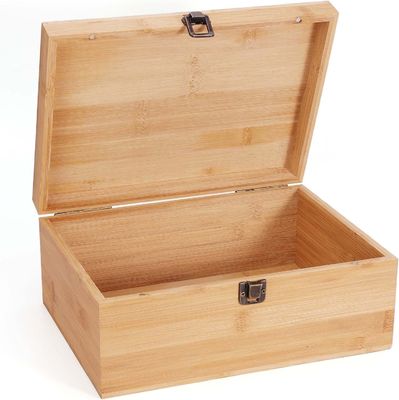 1 x 7,9 x 4,5 Zoll natürliche Bambus-Holz-Speicherbox mit Scharnier-Deckel Seidenbildschirmdruck
