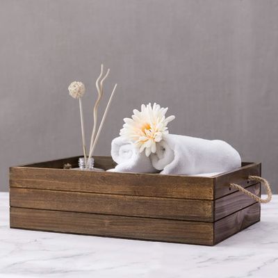 Umweltschonende Rustikale Braunholzgeschenkbox mit Seilgriffen für umweltbewusste Käufer