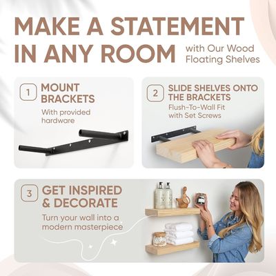 Set von 2 landwirtschaftlichen Holz-Floating-Regal 16 x 6,5 x 1,75 Zoll modernes Design