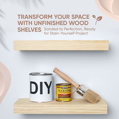 Set von 2 landwirtschaftlichen Holz-Floating-Regal 16 x 6,5 x 1,75 Zoll modernes Design