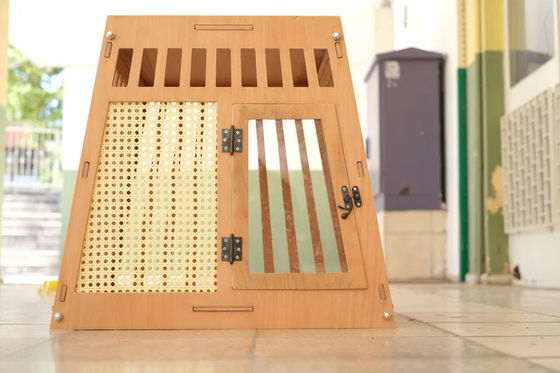 Naturholz Farbe Holz Innenhaus Hund Katzenhaus Kiste mit Tür in Weiß