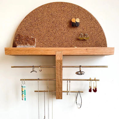 Mini Holzbox Wandmontage Schmuckhalter und Organisator für unfertige Birkenholzfarbe