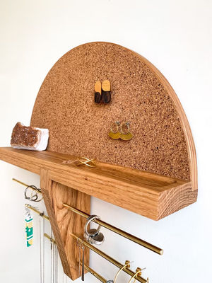 Mini Holzbox Wandmontage Schmuckhalter und Organisator für unfertige Birkenholzfarbe