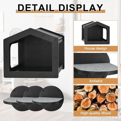 Hochmenge Wandmontierte Katzenschritte Kletterregal mit 3 großen Stufen und Kratzer