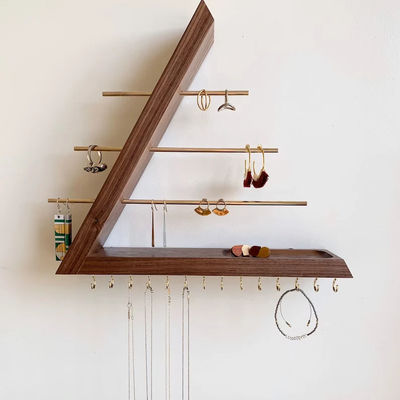 Logo angepasst akzeptabel unfertiges Birkenholz Farbe hängende Walnuss Schmuck Organisator