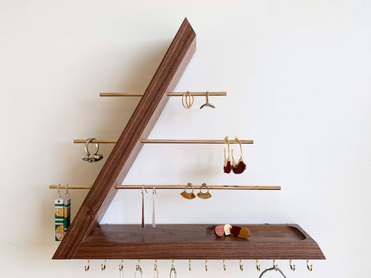 Logo angepasst akzeptabel unfertiges Birkenholz Farbe hängende Walnuss Schmuck Organisator