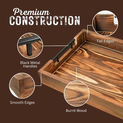 Holzteller mit Metallgriffe für Wohnzimmer Schlafzimmer Eingang Küche Dekor