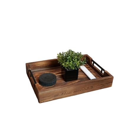 Holzteller mit Metallgriffe für Wohnzimmer Schlafzimmer Eingang Küche Dekor