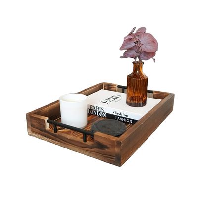 Holzteller mit Metallgriffe für Wohnzimmer Schlafzimmer Eingang Küche Dekor