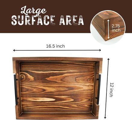 Holzteller mit Metallgriffe für Wohnzimmer Schlafzimmer Eingang Küche Dekor