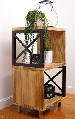 Naturholz Farbe Wohnzimmer Metall Moderne Nachttisch Nachttisch für kleine Räume