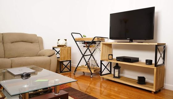 Naturholz Farbe Wohnzimmer Metall Moderne Nachttisch Nachttisch für kleine Räume