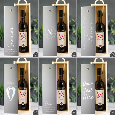 Bestellungen auf Maßnahme akzeptiert Laser-gravierte Holzweinkiste mit Acryl-Einlagen und Gleitdeckel