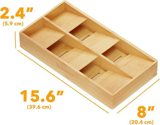 Organisator Silberwaren Schublade mit einfachen Holzkiste 6 Schlitze Bambus-Tray-Halter in Natur