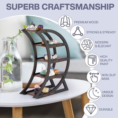 Wohnung Holzkristallregal Halter Mond Dekorationsregale für Wohnzimmer