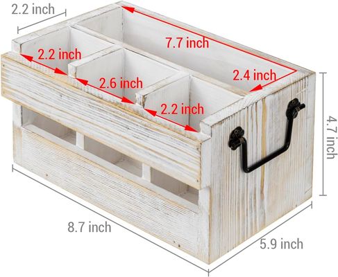 Nicht faltbares Regal für Geschirr und Servietten Weiß gewaschenes Massivholz Schwarz Metallgriffe