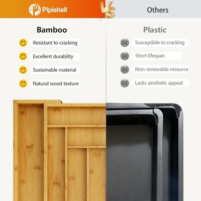 Maximieren Sie Ihren Schubladenraum mit dem Bamboo-Schnüffler-Schubladen-Organisator 3 Drahtdicke