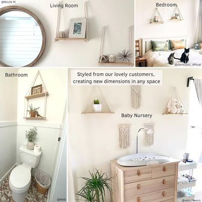 Holz-Wandregal Set von 2 schwimmenden Regalen für Badezimmer Organisation Ideen