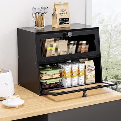 Handgefertigte große Holzhausbrotbox mit Fenster aus TIMBER Holz zum Nutzen