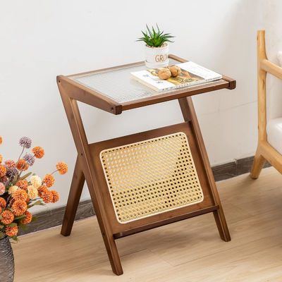 Allgemeine Wohnmöbel Moderne Rattan Gewebte Kaffeetafel Glas Schlafstuhl Ecke