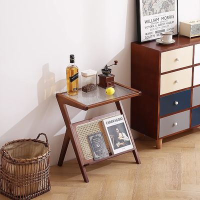 Allgemeine Wohnmöbel Moderne Rattan Gewebte Kaffeetafel Glas Schlafstuhl Ecke