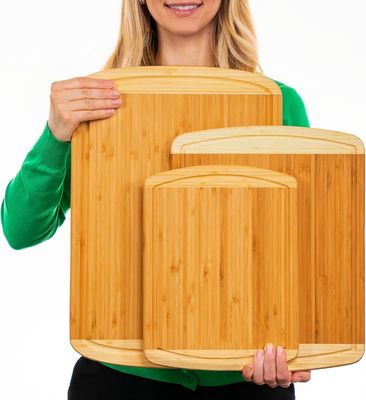 Organic Bamboo Cutting Board Set von 3 mit lebenslangen Ersatzteilen und Saftgroove